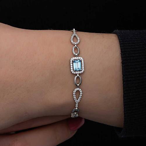 G�m�� Baget Turkuaz Ta�l� Kad�n Bileklik