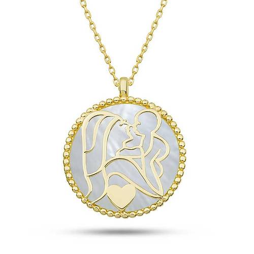 G�m�� Fosforlu Gold Anne �ocuk Sevgisi Kad�n Kolye