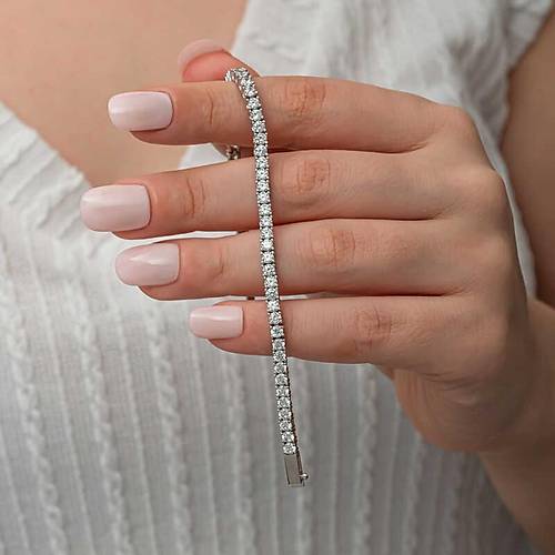 G�m�� 3.5 mm Beyaz Ta�l� Su Yolu Kad�n Bileklik