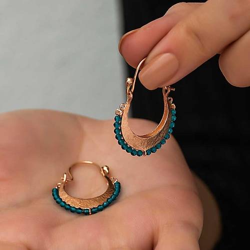 G�m�� Turkuaz Ta�l� Bohem K�pe