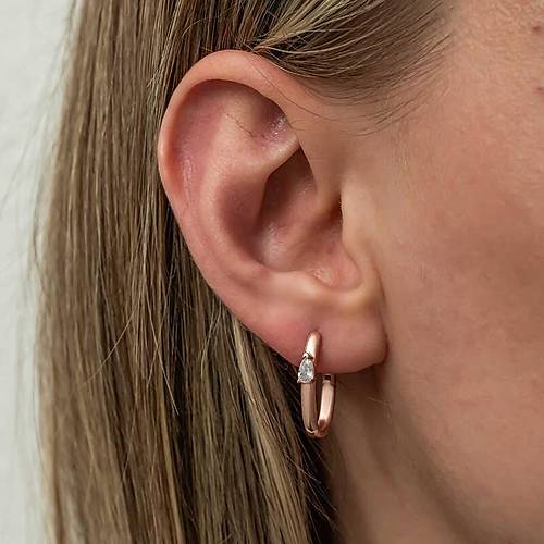 G�m�� Oval Damla Ta�l� Kad�n K�pe