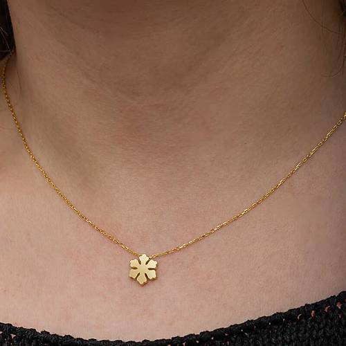 G�m�� Gold Minimal Kar Tanesi Kad�n Kolye