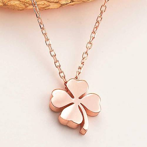 G�m�� Rose D�rt Yaprakl� Yonca Kad�n Kolye