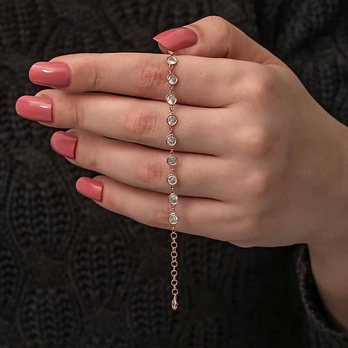 G�m�� Rose Beyaz Ta�l� Kad�n Bileklik