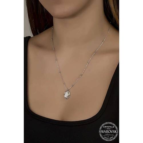 Swarovski Crystal Ta�l� Top Zincir Oval G�m�� Kad�n Kolye