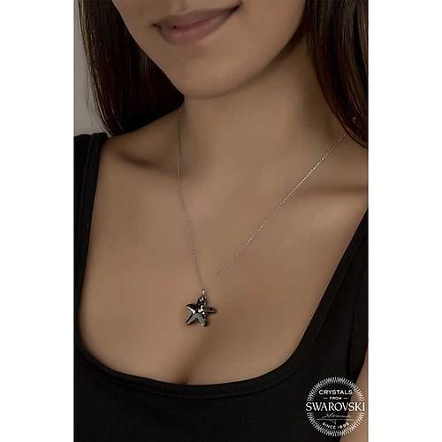 Swarovski Crystal Ta�l� Deniz Y�ld�z� G�m�� Kad�n Kolye