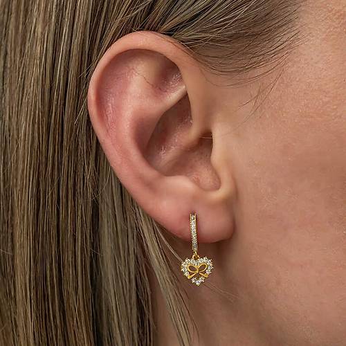 G�m�� Gold Kalp Kurdele Sallant�l� Kad�n K�pe