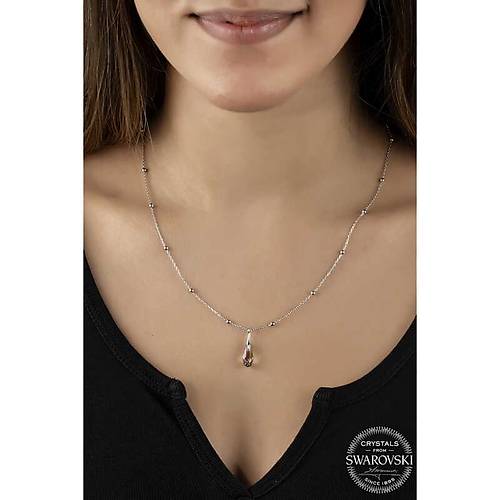 Swarovski Crystal Ta�l� Ametist Top Zincir G�m�� Kad�n Kolye 