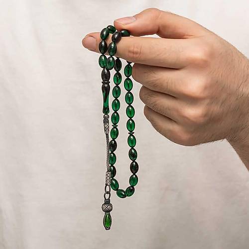 G�m�� 1000 Ayar Kazaz P�sk�ll� S�kma Kehribar Tesbih