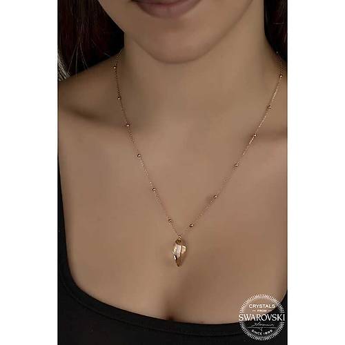 Swarovski Crystal Ta�l� Rose Top Zincir G�m�� Kad�n Kolye