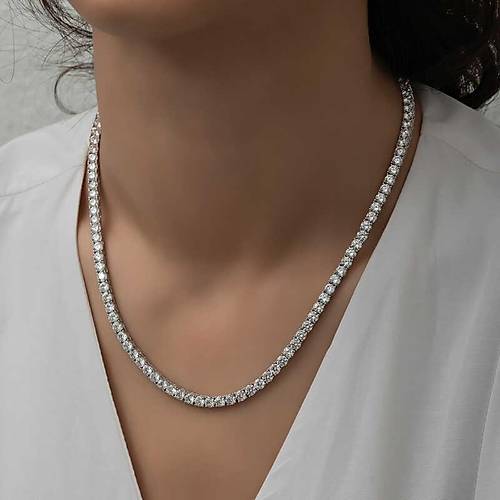 G�m�� 4 mm Beyaz Ta�l� Su Yolu Kad�n Kolye