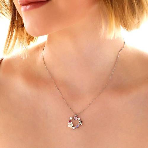 G�m�� Kalp Manolya �i�e�i Kelebek Kad�n Kolye