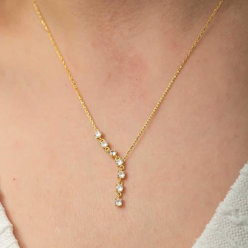 Gm Zirkon Sra Tal Gold Kadn Kolye
