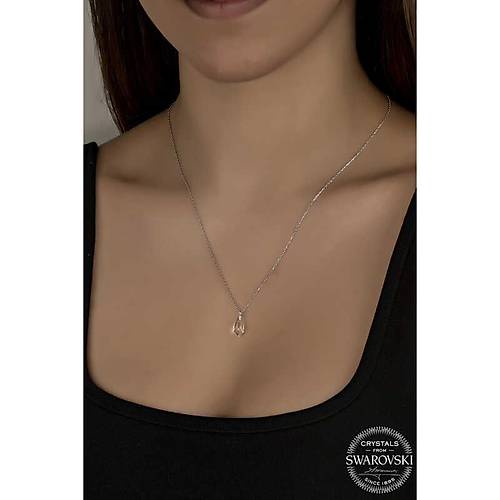 Swarovski Crystal Ta�l� Drop Kesim G�m�� Kad�n Kolye 
