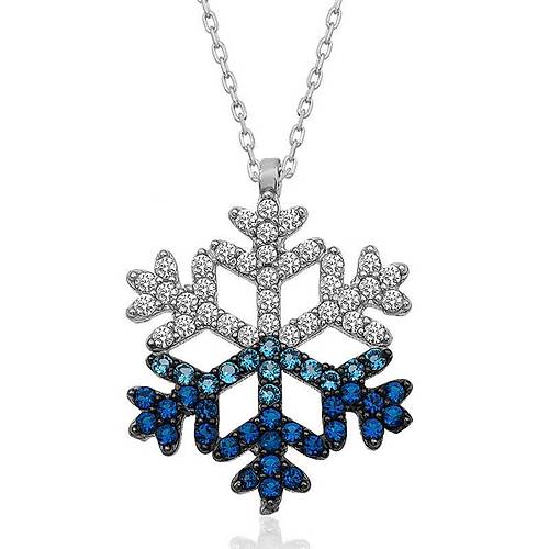 G�m�� Mavi Ta�l� Kar Tanesi Kad�n Kolye