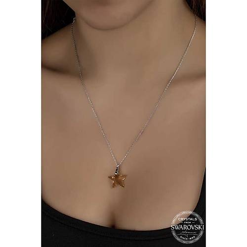 Swarovski Crystal Ta�l� Y�ld�z G�m�� Kad�n Kolye