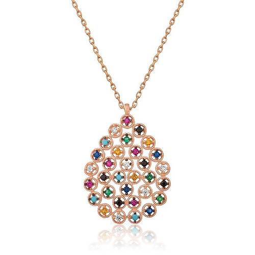 G�m�� Rose Renkli Ta�l� Damla Kolye