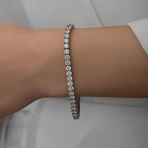 G�m�� 6 mm Beyaz Ta�l� Su Yolu Kad�n Bileklik