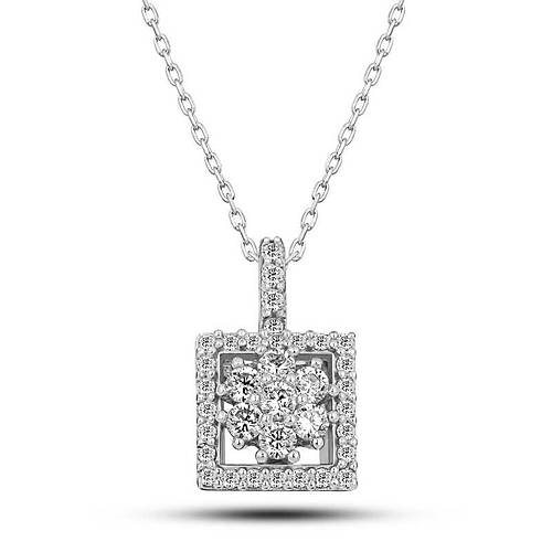 G�m�� Kare Zirkon Ta�l� Kad�n Kolye