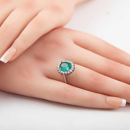 G�m�� Koyu Ye�il Ta�l� Oval Kad�n Y�z�k