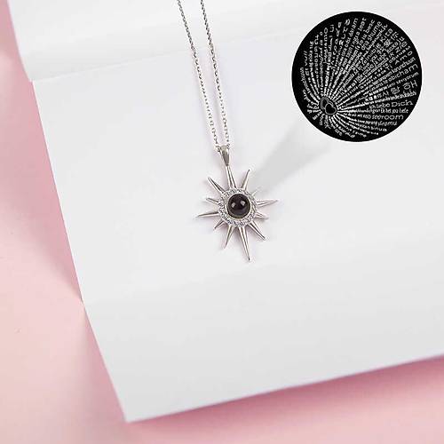 G�m�� 100 Dilde Seni Seviyorum Kutup Y�ld�z� Kad�n Kolye