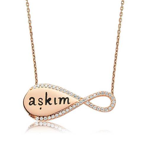 G�m�� A�k�m Yaz�l� Sonsuzluk Bayan Kolye