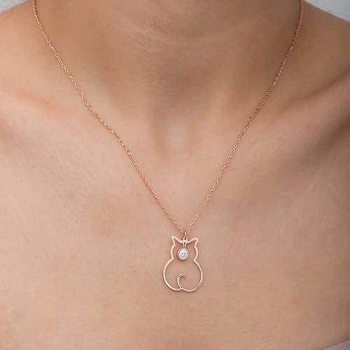 G�m�� Nisan Ay� Do�um Ta�� Kedi Kad�n Kolye