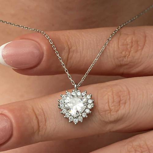 G�m�� Zirkon Ta�l� Kalp Kad�n Kolye