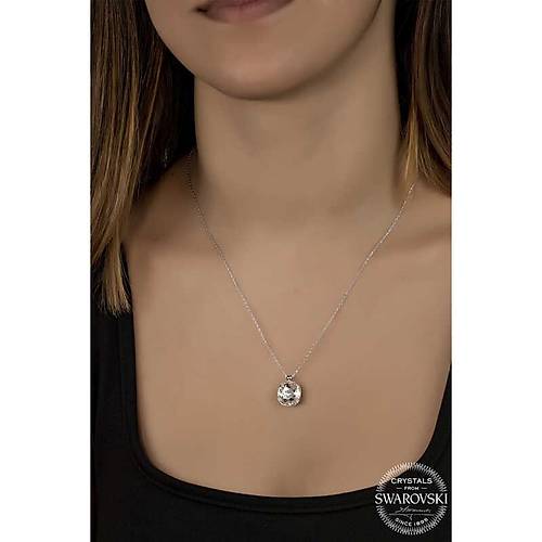 Swarovski Crystal Ta�l� Kare G�m�� Kad�n Kolye
