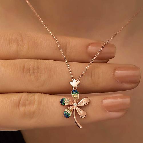 G�m�� Rose �i�ek Bayan Kolye