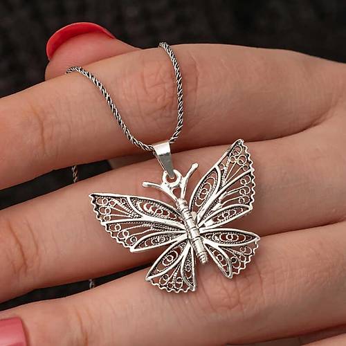 G�m�� Telkari Kelebek Kad�n Kolye