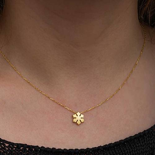 G�m�� Gold Minimal Kar Tanesi Kad�n Kolye
