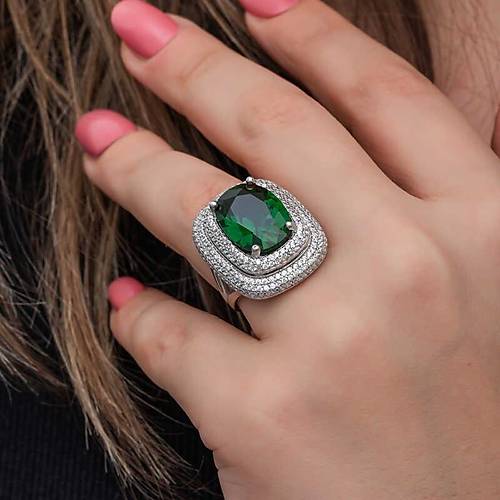 G�m�� Ye�il Zirkon Ta�l� Kad�n Y�z�k