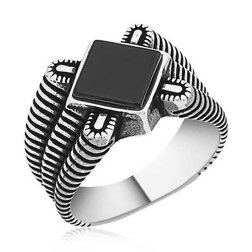 G�m�� Siyah Ta�l� Erkek Y�z�k