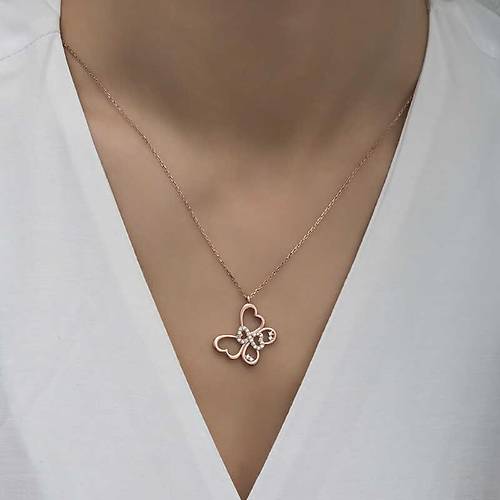 Gm Rose Sonsuzluk Kelebek Kadn Kolye