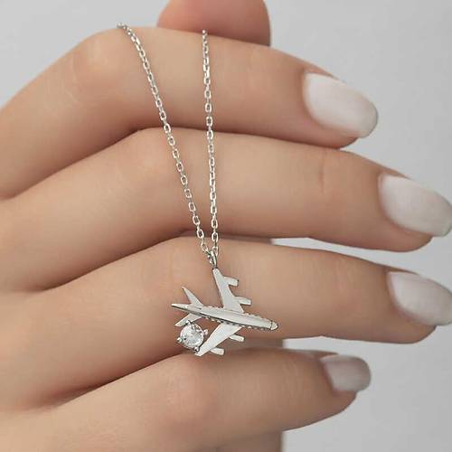 G�m�� Rodyum Tek Ta�l� U�ak Kad�n Kolye