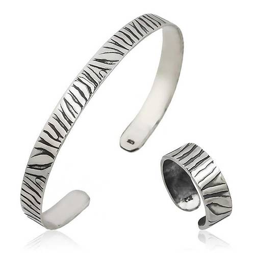 Gm Zebra Desenli Bileklik Ve Yzk Set