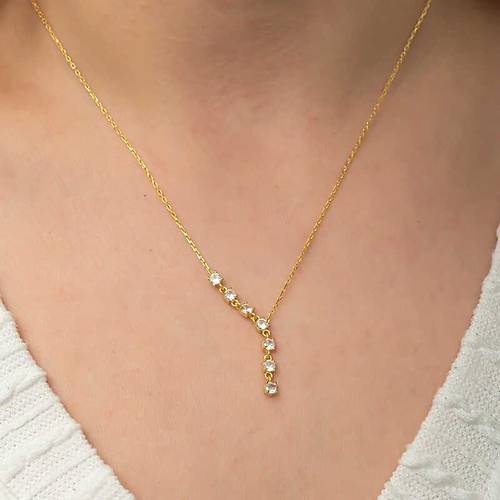 Gm Zirkon Sra Tal Gold Kadn Kolye