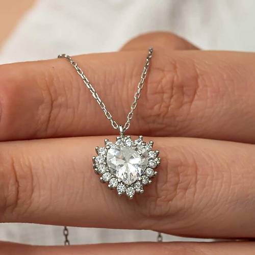 G�m�� Zirkon Ta�l� Kalp Kad�n Kolye