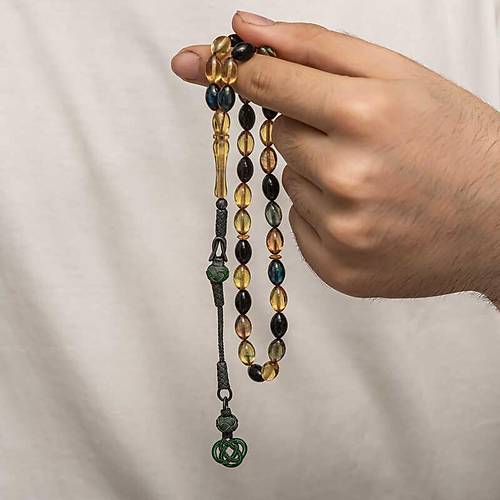 G�m�� Kazaz P�sk�ll� S�kma Kehribar Tesbih