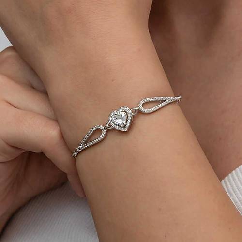 G�m�� Zirkon Ta�l� Kalp Bileklik