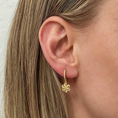 G�m�� Sallant�l� Gold �i�ek Kad�n K�pe