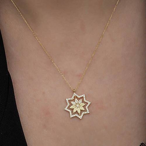 G�m�� Gold Kar Tanesi Kad�n Kolye