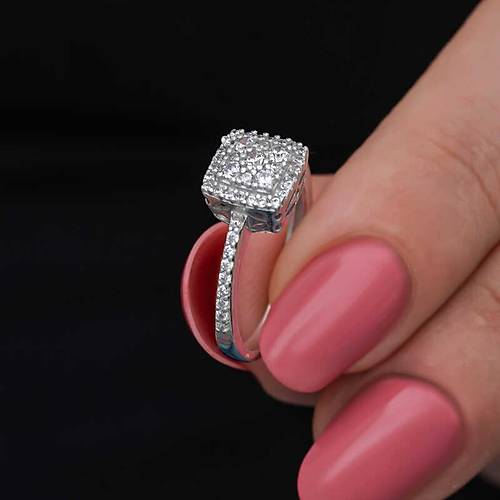 G�m�� Kare Zirkon Ta�l� Kad�n Y�z�k