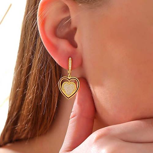 G�m�� Gold Sallant�l� Kalp Kad�n K�pe