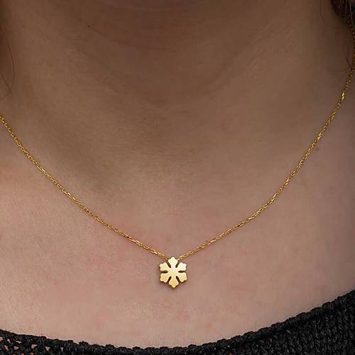 G�m�� Gold Minimal Kar Tanesi Kad�n Kolye