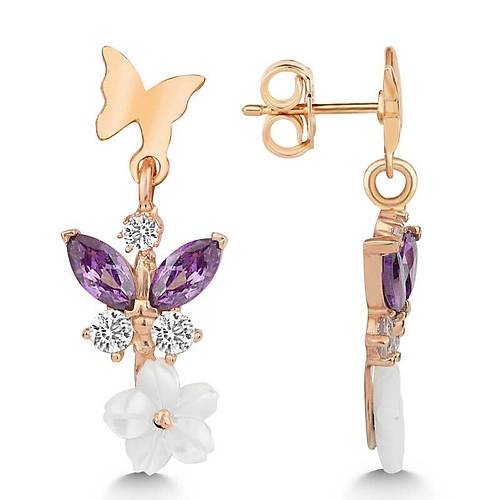 G�m�� Rose Mor Ta�l� Sedef �i�ek �ivili Kad�n K�pe