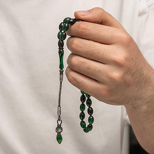 G�m�� 1000 Ayar Kazaz P�sk�ll� S�kma Kehribar Tesbih