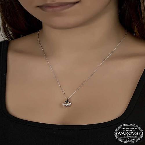 Swarovski Crystal Ta�l� Papatya G�m�� Kad�n Kolye