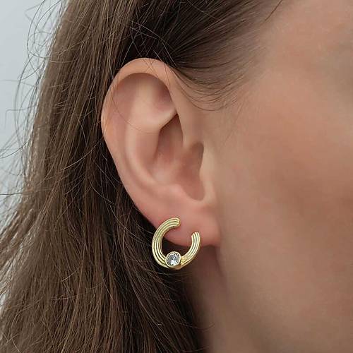 G�m�� Gold Tekta� Halka Kad�n �ivili K�pe